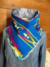 Western Blue Aztec Sherpa Warm Neck Hood