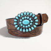 Boho Rose Pattern Turquoise Bead Belt