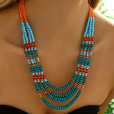 Boho Vintage Stacked Beaded Necklace