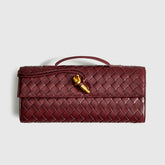 Woven Flap Clutch Burgundy Shoulder Bag Handbag