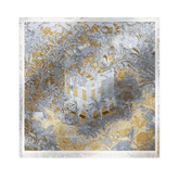 Mulberry Silk 14 Momme Square Scarf Vibrant Floral Gold 88x88 cm