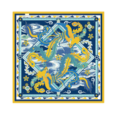 14 Momme Mulberry Silk Square Scarf Phoenix Crown 63x63cm