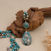 Handmade Bohemian Natural Stone Pendant Necklace