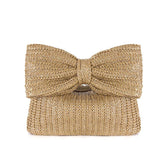 Vacation Style Woven Rattan Bow Clutch