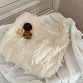 Linen Rose Tassel Wandering Black Shoulder Bag Crossbody Bag