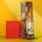 Phoenix & Lotus 16-Momme Mulberry Silk Large Square Scarf - Brown