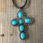 Boho Vintage Turquoise Cross Necklace