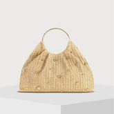 Boho Chic Studded Woven Clutch Bag