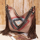 Hippie Boho Style Woven Tassel Cotton Shoulder Bag
