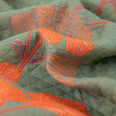 LoomVita Orange Ginkgo Leaf Cotton Reversible Quilt