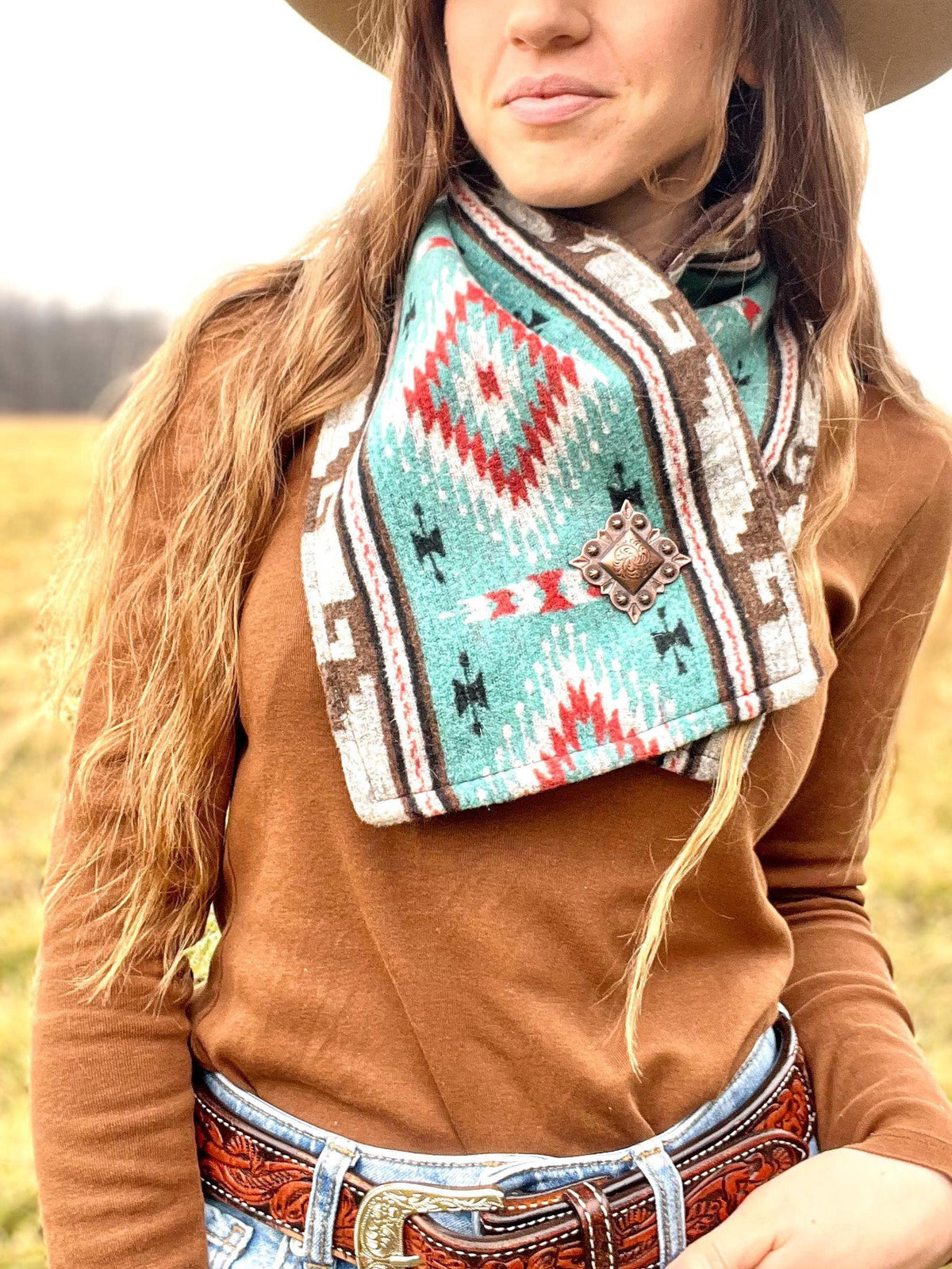 Western Cowboy Green Warm Neck Hood