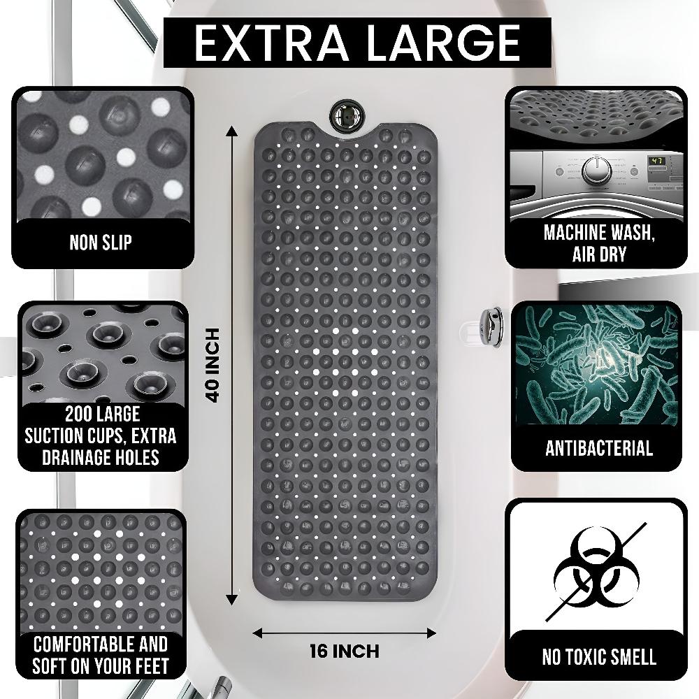 LoomVita Max Grip Bathtub Mat with Suction Cups