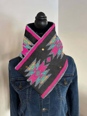Western Cowboy Pink Aztec Warm Neck Hood