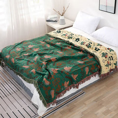 LoomVita Boho Breathable Flower Bird Reversible Blanket