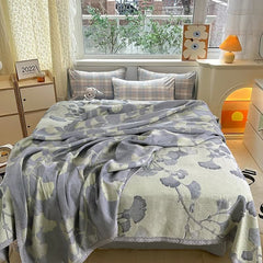 LoomVita Ginkgo Leaf Cotton Gauze Reversible Quilt