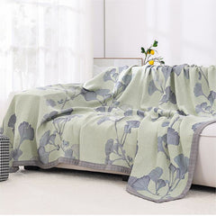 LoomVita Ginkgo Leaf Cotton Gauze Reversible Quilt