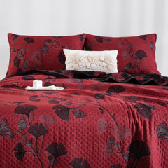 LoomVita Orange Ginkgo Leaf Cotton Reversible Quilt