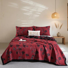LoomVita Orange Ginkgo Leaf Cotton Reversible Quilt