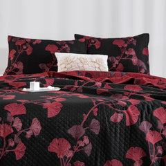 LoomVita Orange Ginkgo Leaf Cotton Reversible Quilt