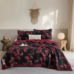 LoomVita Orange Ginkgo Leaf Cotton Reversible Quilt