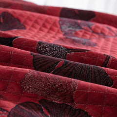 LoomVita Orange Ginkgo Leaf Cotton Reversible Quilt