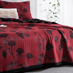 LoomVita Orange Ginkgo Leaf Cotton Reversible Quilt