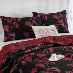 LoomVita Orange Ginkgo Leaf Cotton Reversible Quilt