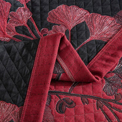 LoomVita Orange Ginkgo Leaf Cotton Reversible Quilt