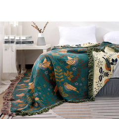 LoomVita Boho Breathable Flower Bird Reversible Blanket