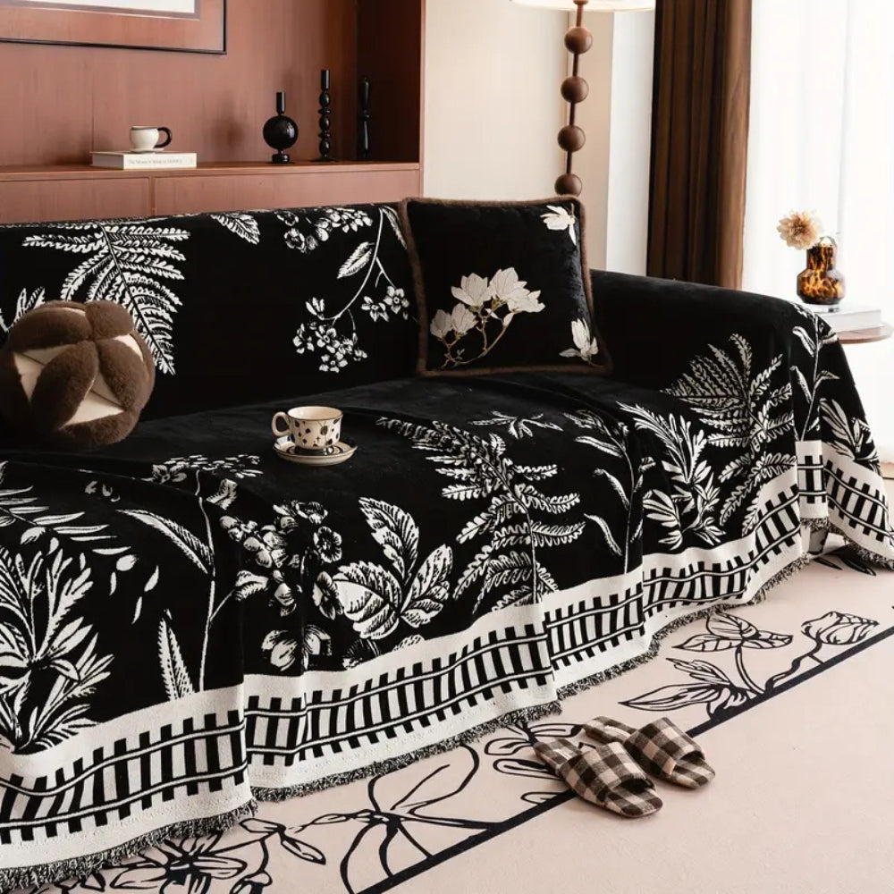 LoomVita Foliage Floral Chenille Sofa Cover