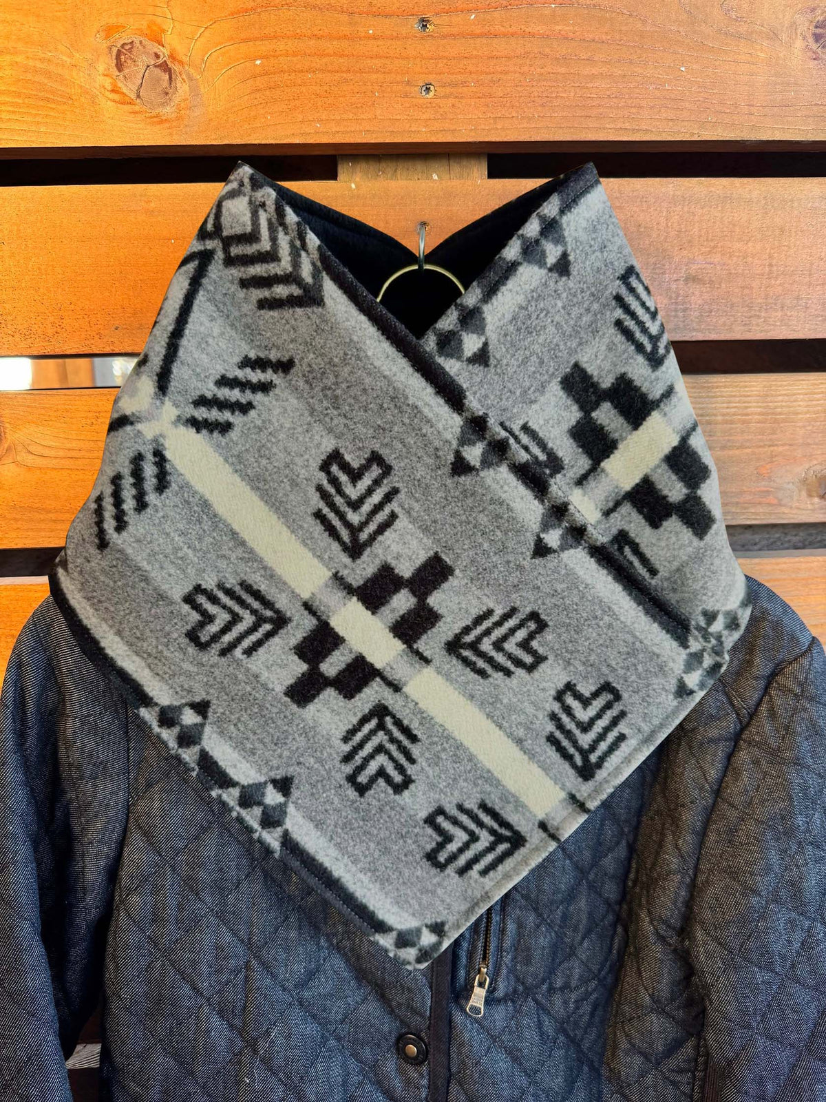 Western Gray Aztec Warm Neck Hood