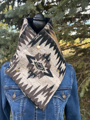 Western Cowboy Brown/Black Aztec Warm Neck Hood