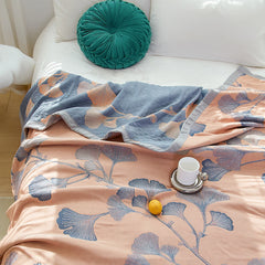 LoomVita Ginkgo Leaf Cotton Gauze Reversible Quilt