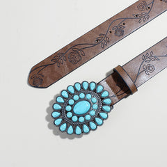 Boho handmade Rose Pattern Turquoise Bead Belt