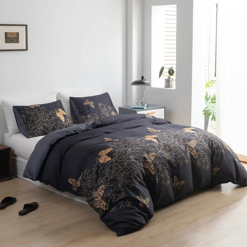 Valora Midnight Butterfly Duvet Cover | 3pcs Set