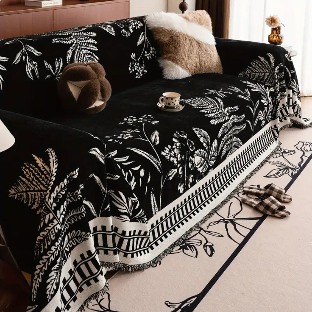 LoomVita Foliage Floral Chenille Sofa Cover