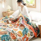 Boho Cartoon Flower Cotton Blanket