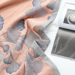 LoomVita Ginkgo Leaf Cotton Gauze Reversible Quilt