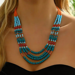Boho Vintage Stacked Beaded Necklace