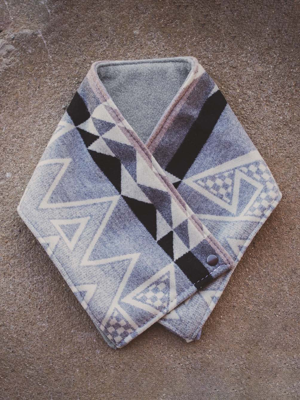 Western Blue Gray Aztec Warm Neck Hood