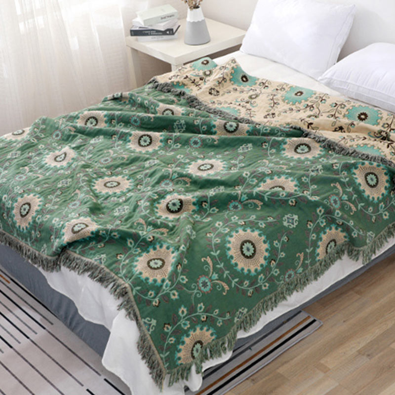 LoomVita Retro Sofa Cover Cotton Reversible Blanket
