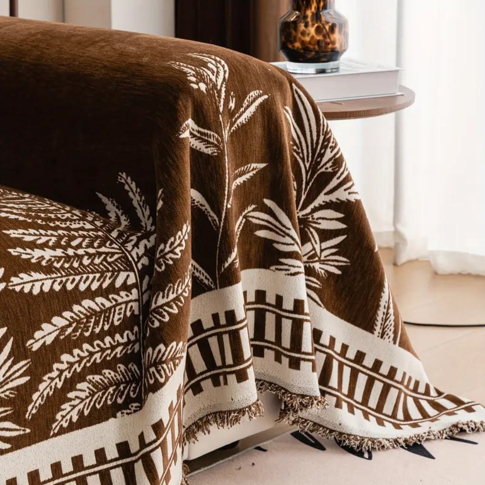LoomVita Foliage Floral Chenille Sofa Cover