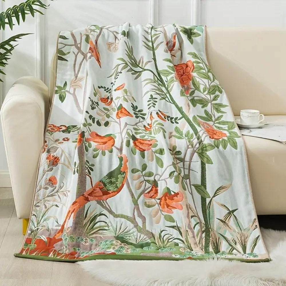 LoomVita Floral Cotton Bath Towel