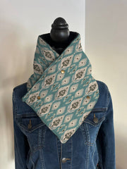 Western Cowboy Green Print Aztec Warm Neck Hood