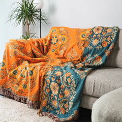 LoomVita Vintage Throw Blanket Flower Sofa Cover