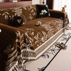 LoomVita Foliage Floral Chenille Sofa Cover