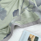 LoomVita Ginkgo Leaf Cotton Gauze Reversible Quilt