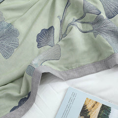LoomVita Ginkgo Leaf Cotton Gauze Reversible Quilt