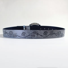 Trendy Rose Pattern Turquoise Bead Belt