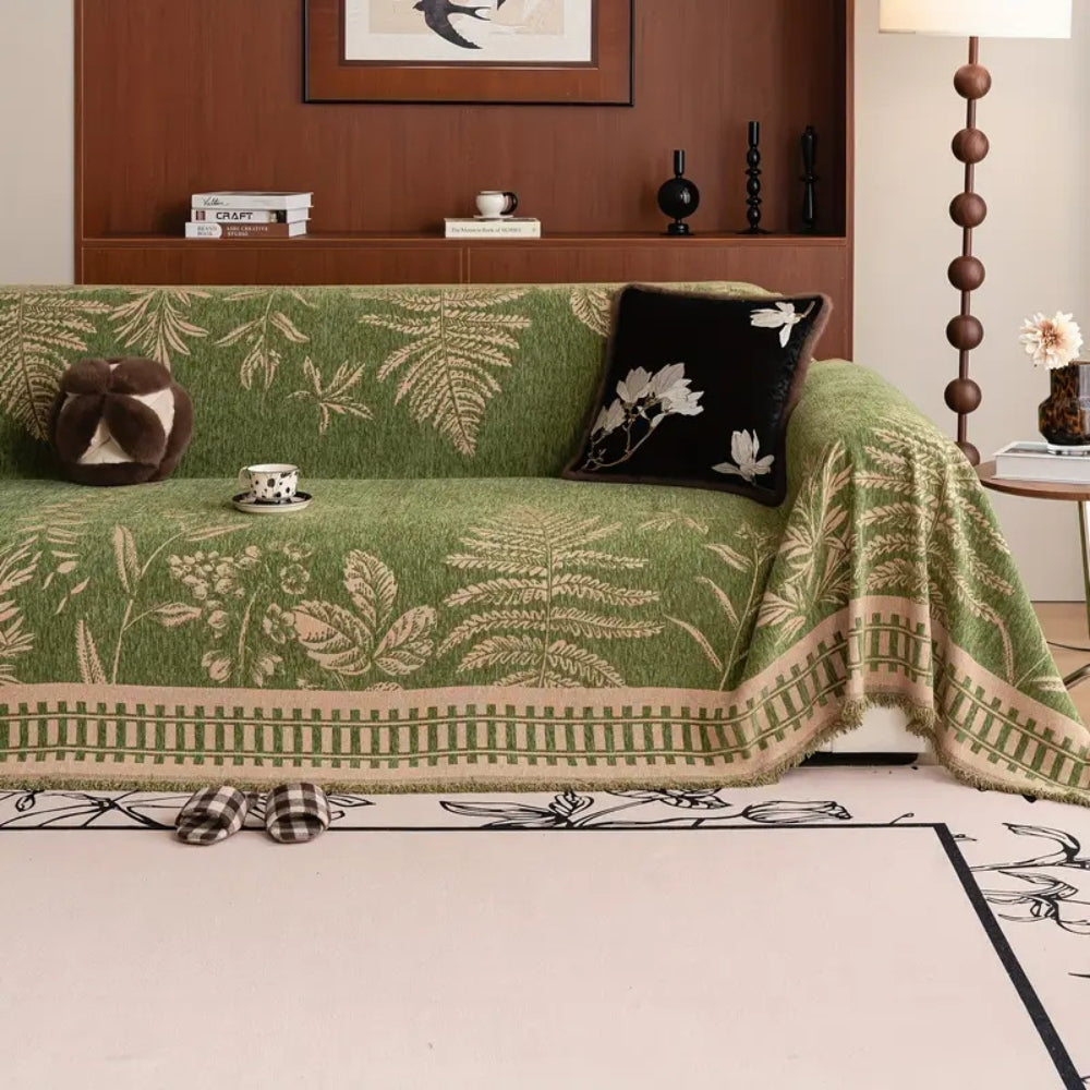 LoomVita Foliage Floral Chenille Sofa Cover